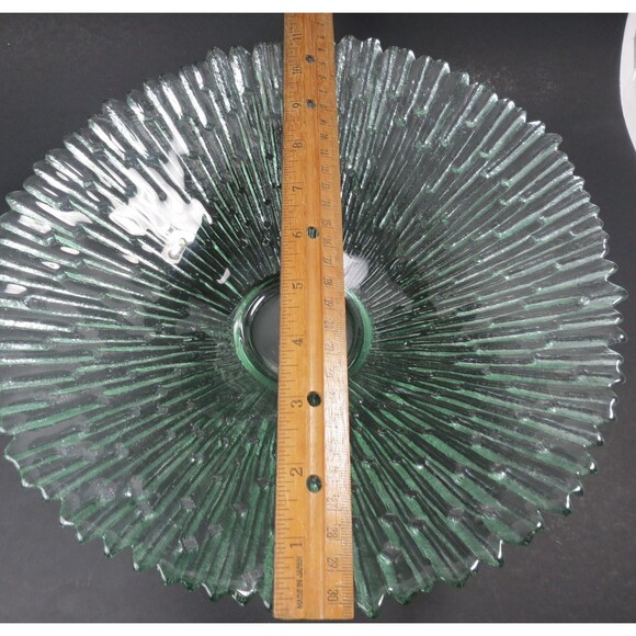 Pavel Panek, Libochovice, Serving Bowl Light Green Ribbed Starburst - Picture 4 of 7